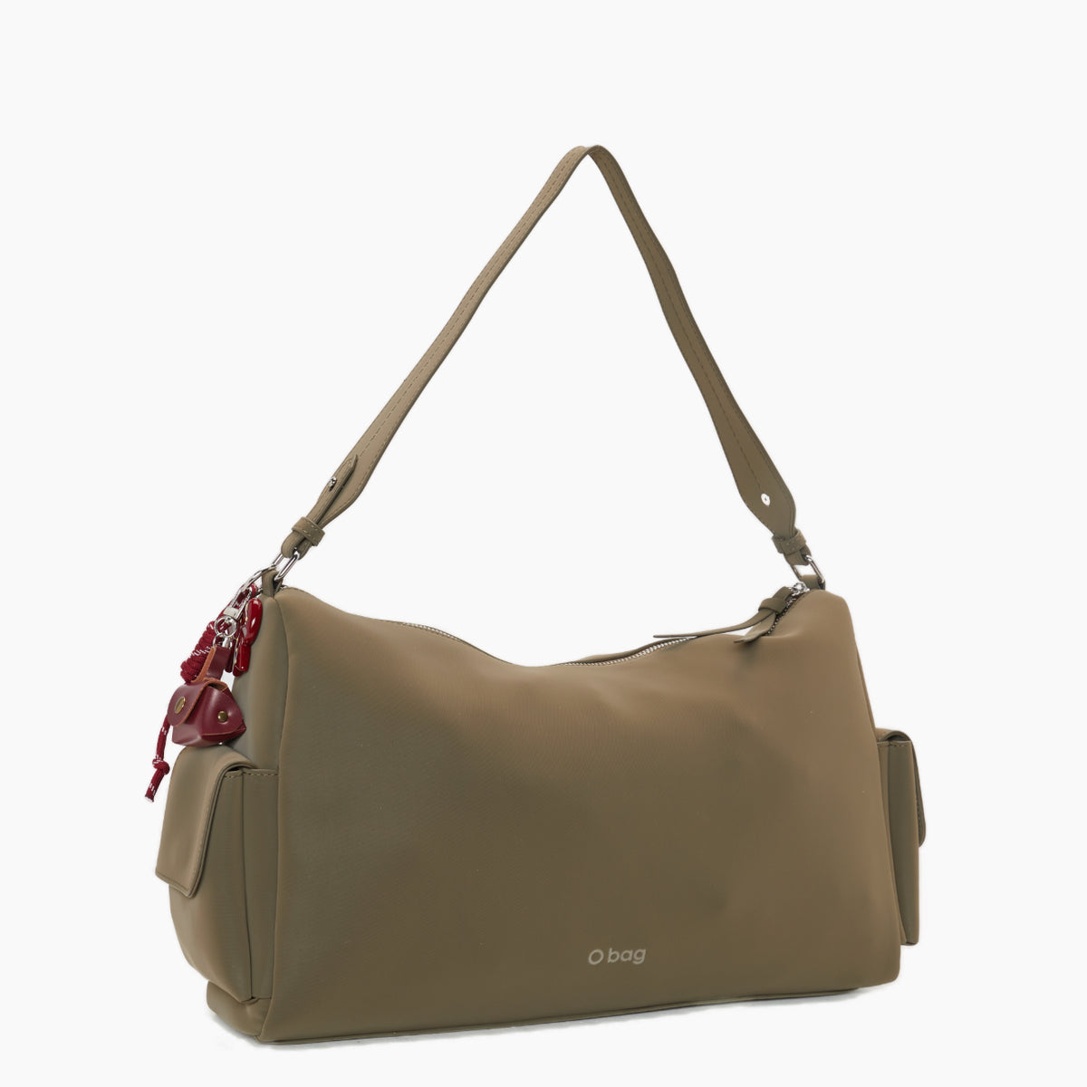 Borsa Completa Con Chiusura Zip E Tasche O Bag Sacca Iris Tessuto Gommato verde