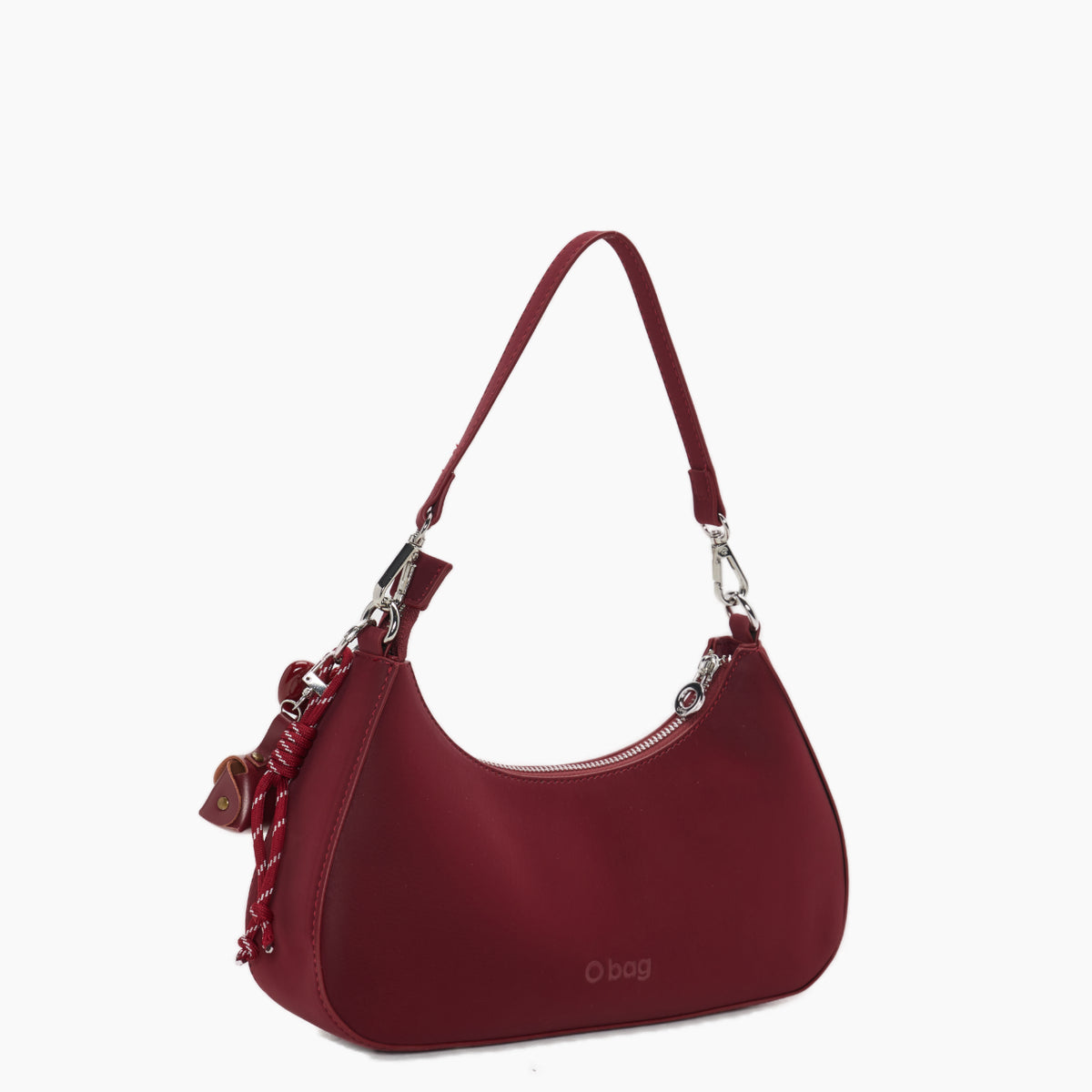 Complete Shoulder Bag With Zip Closure O Bag Hobo Iris New Red Rubberized Fabric