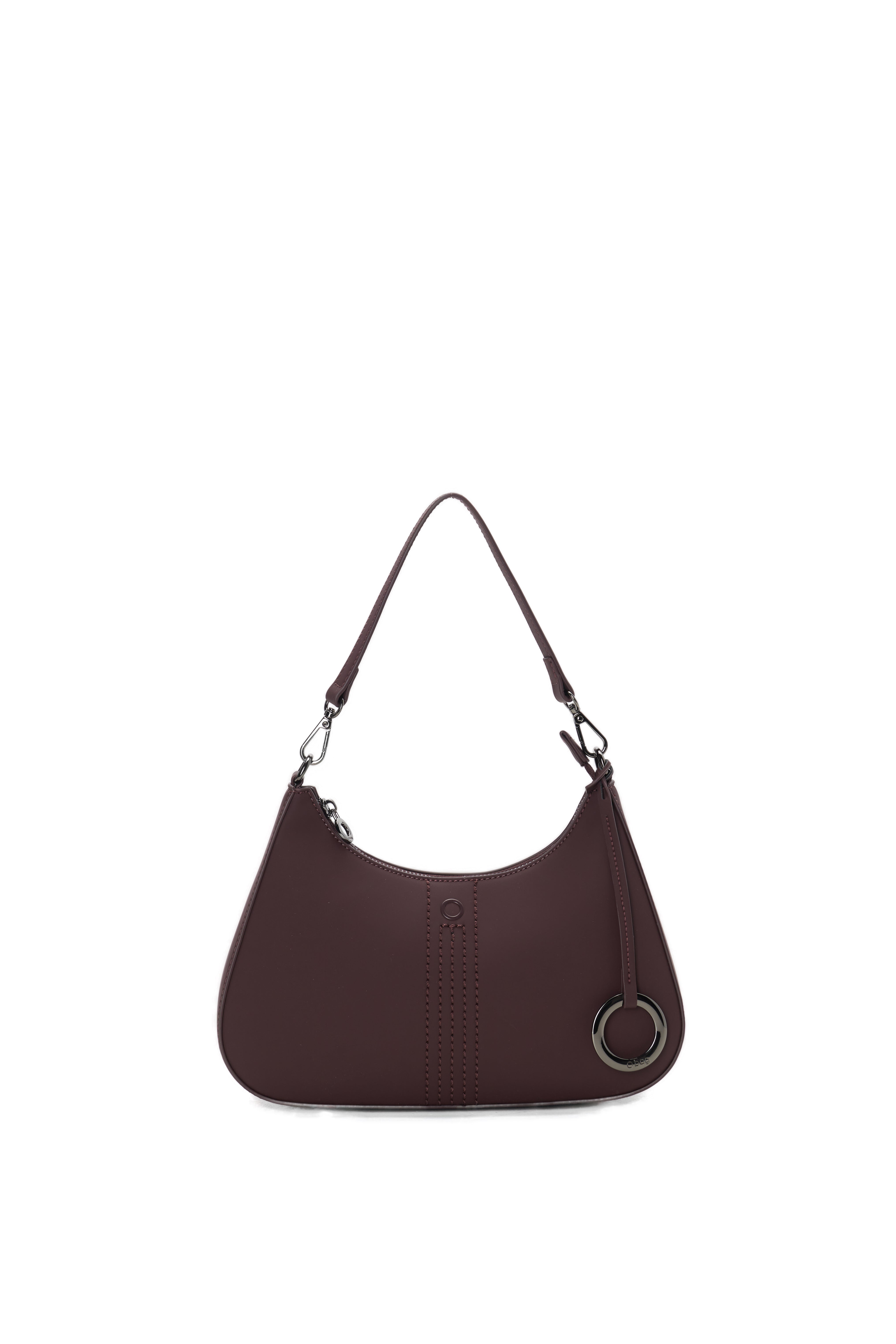 Sac Porté Épaule Complet Avec Fermeture Éclair O Bag Cortina Tissu Gommé Bordeaux