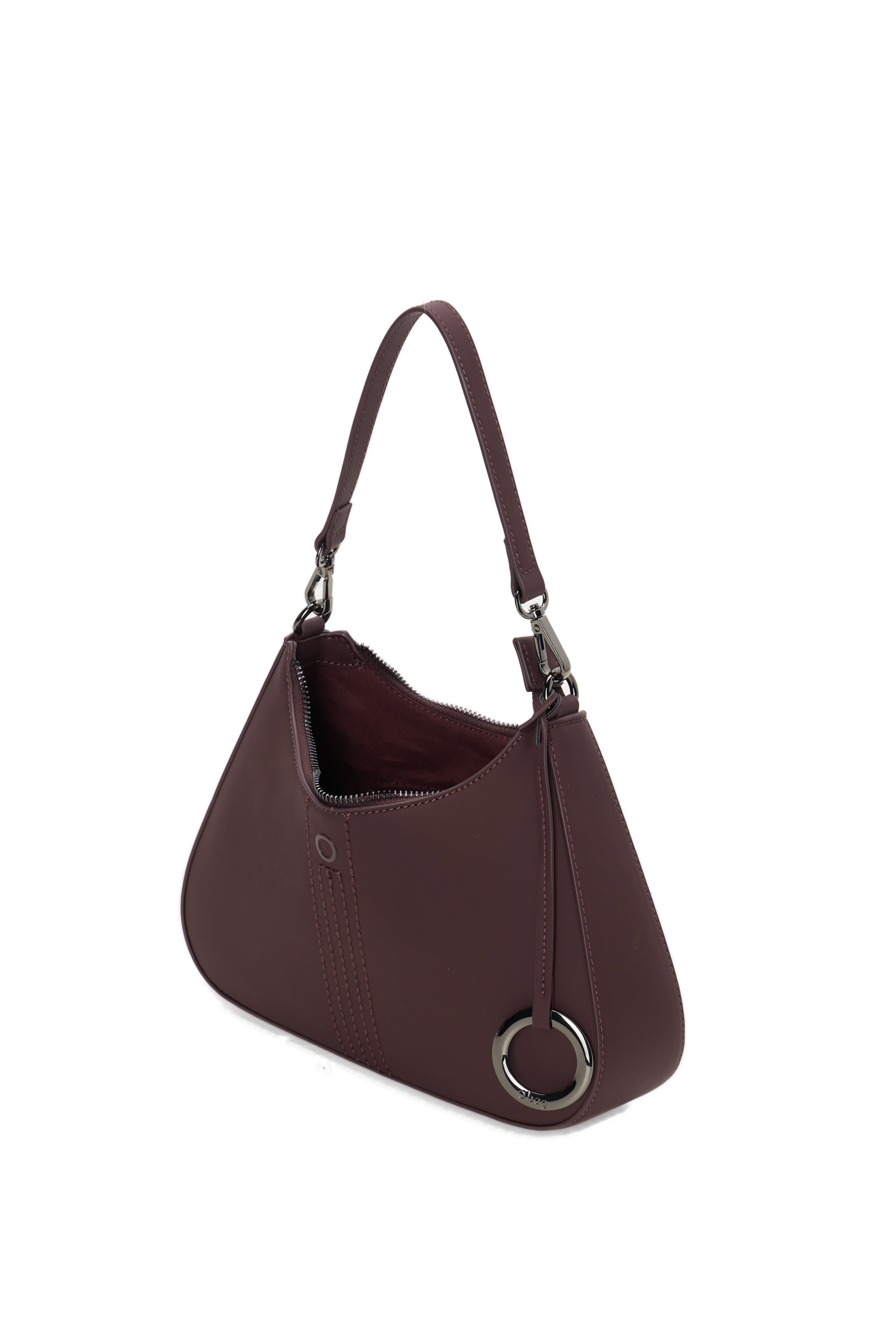 Sac Porté Épaule Complet Avec Fermeture Éclair O Bag Cortina Tissu Gommé Bordeaux