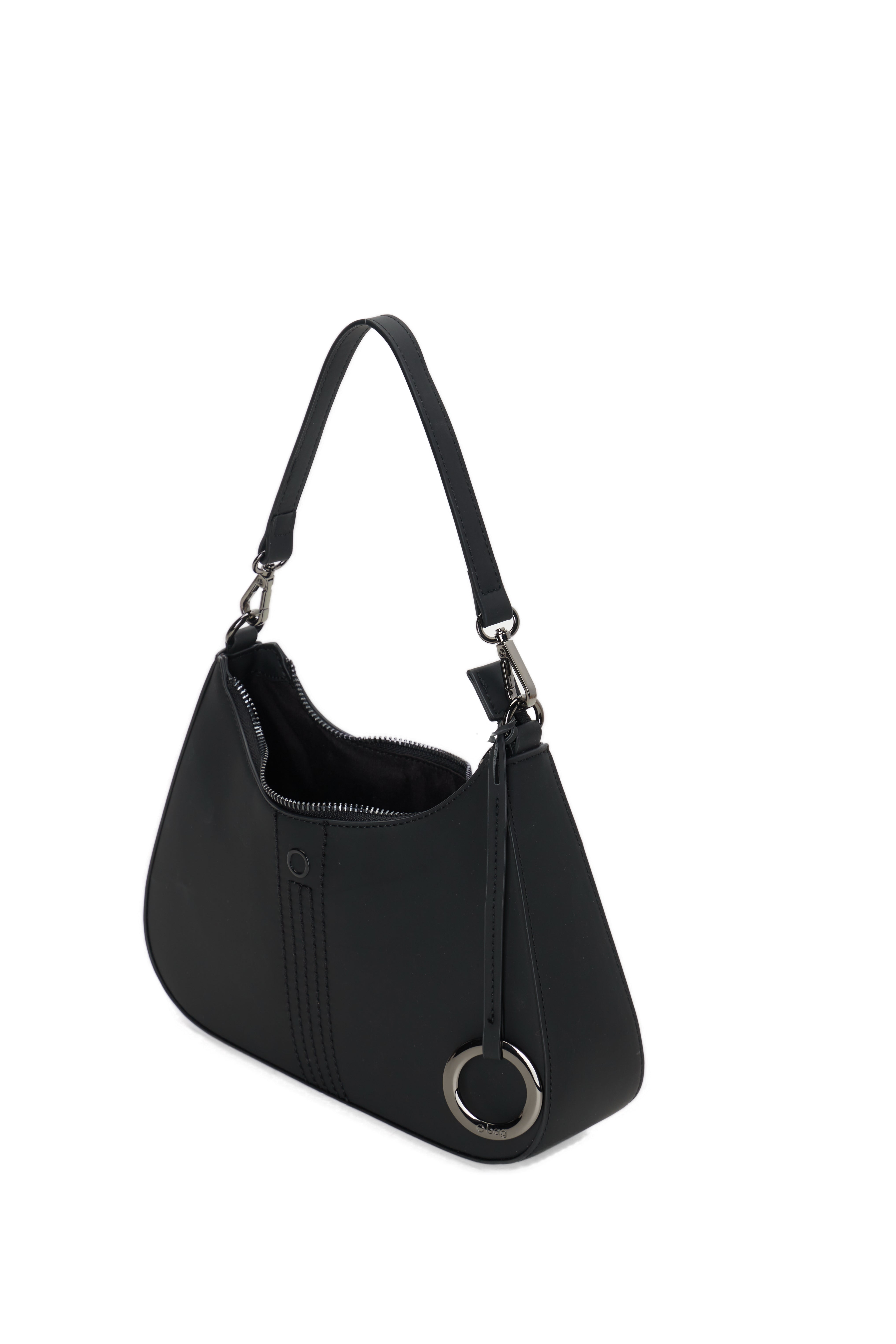 Complete Shoulder Bag With Zip Closure O Bag Cortina Rubberized Fabric Black