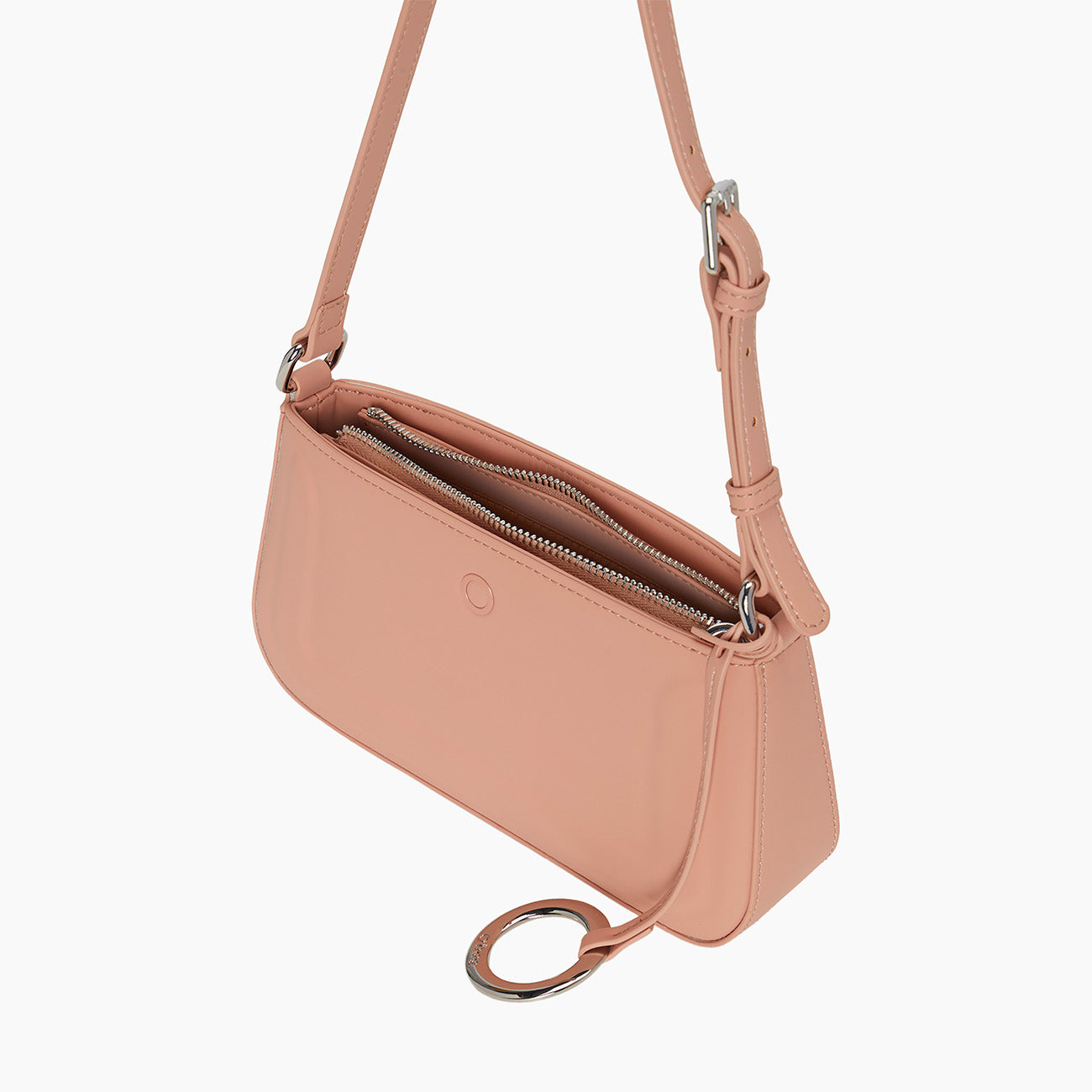 Borsa completa con zip e tracolla regolabile O bag party tessuto gommato blush