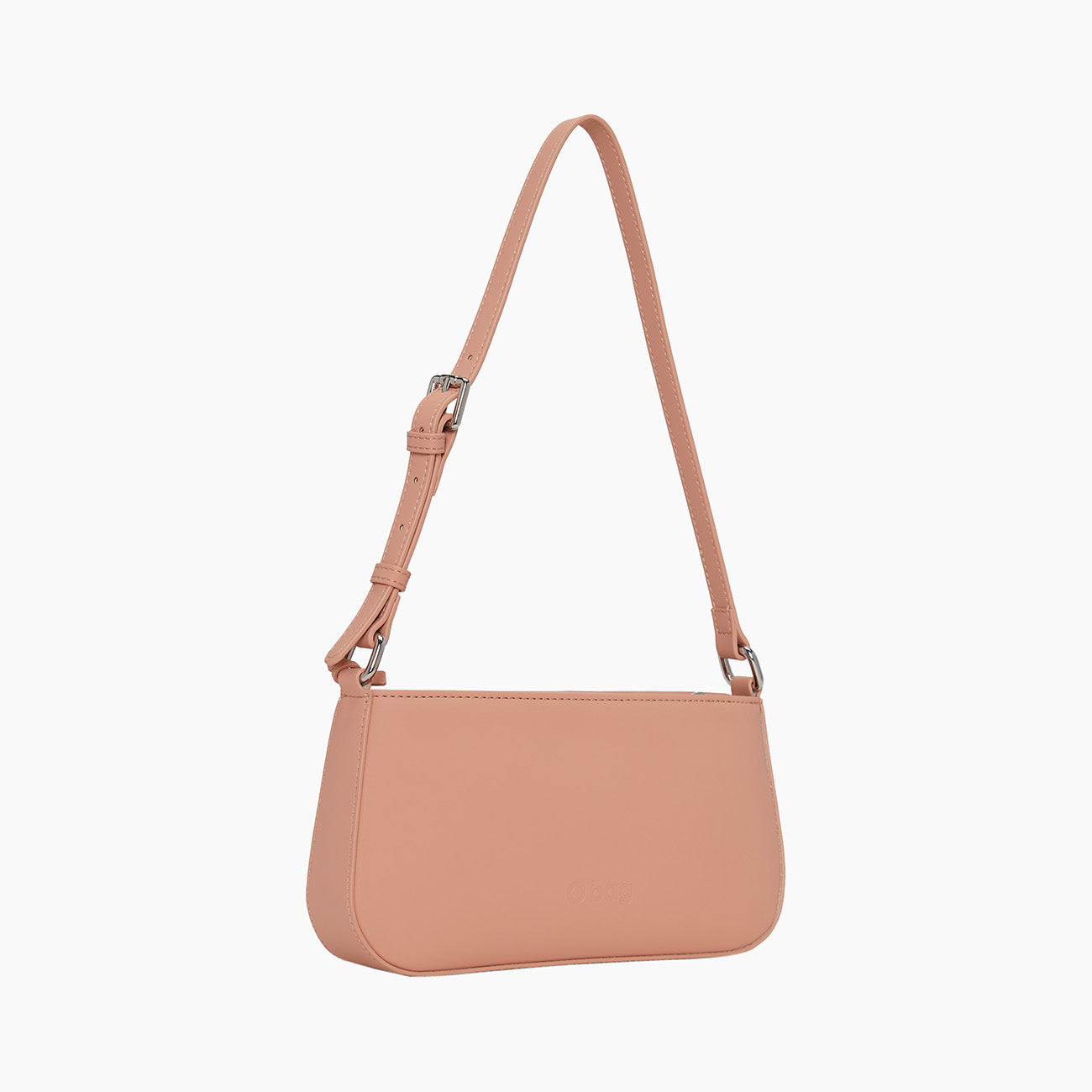 Borsa completa con zip e tracolla regolabile O bag party tessuto gommato blush