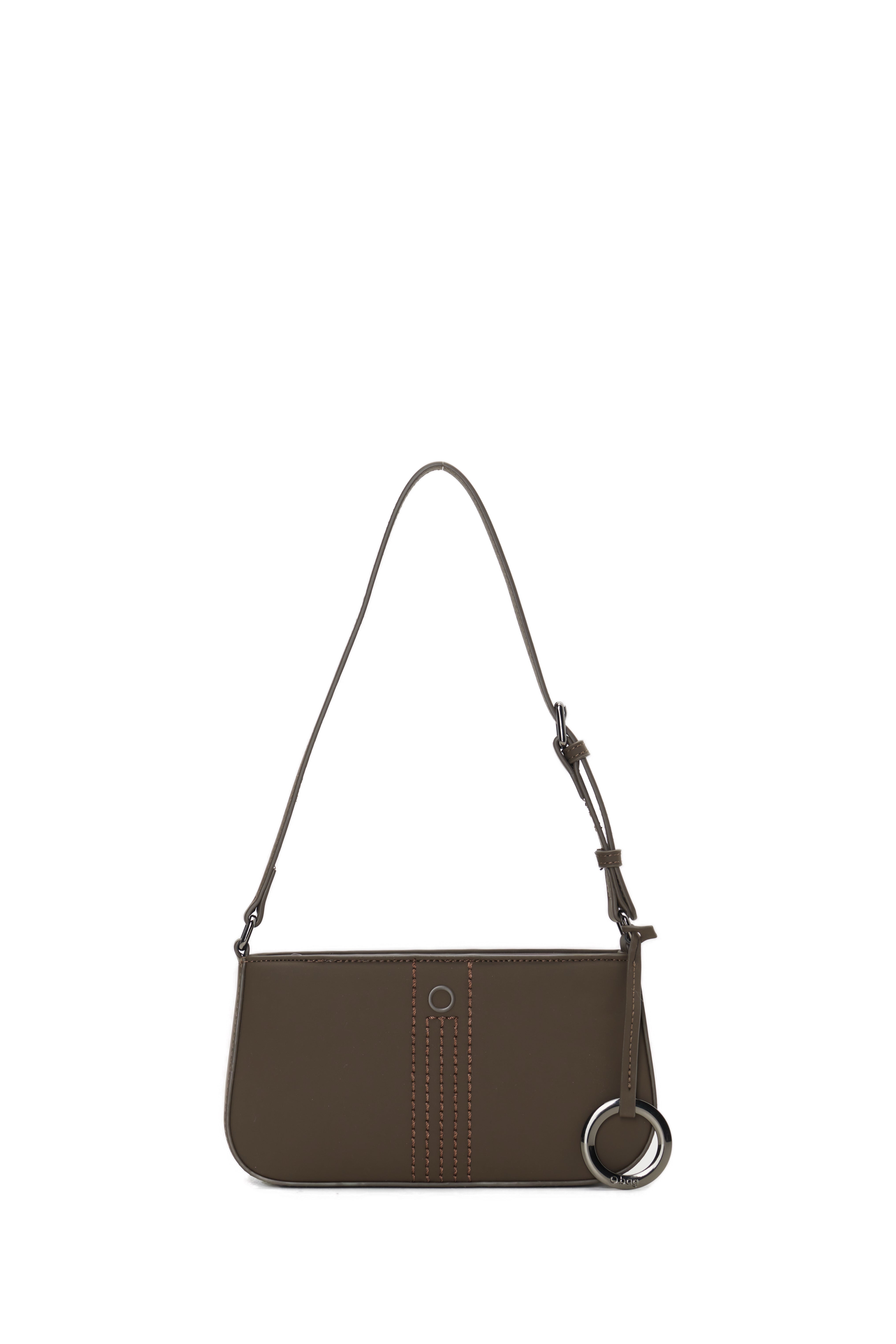 Sac Complet Avec Fermeture Éclair Et Bandoulière O Bag Verbier Tissu Gommé Chocolat