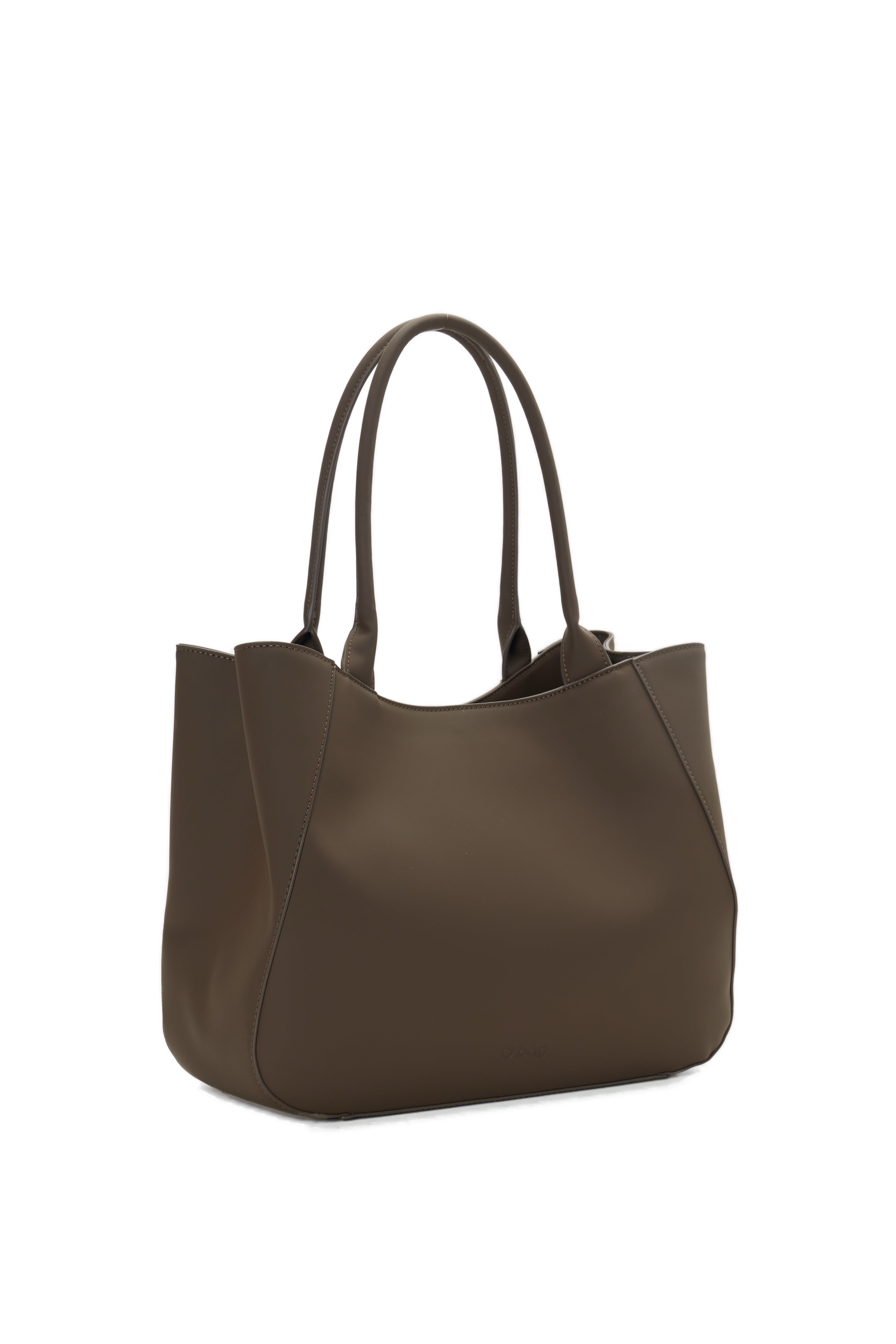 Sac Shopper Complet Avec Fermeture Éclair O Bag Courmayer Tissu Gommé Chocolat
