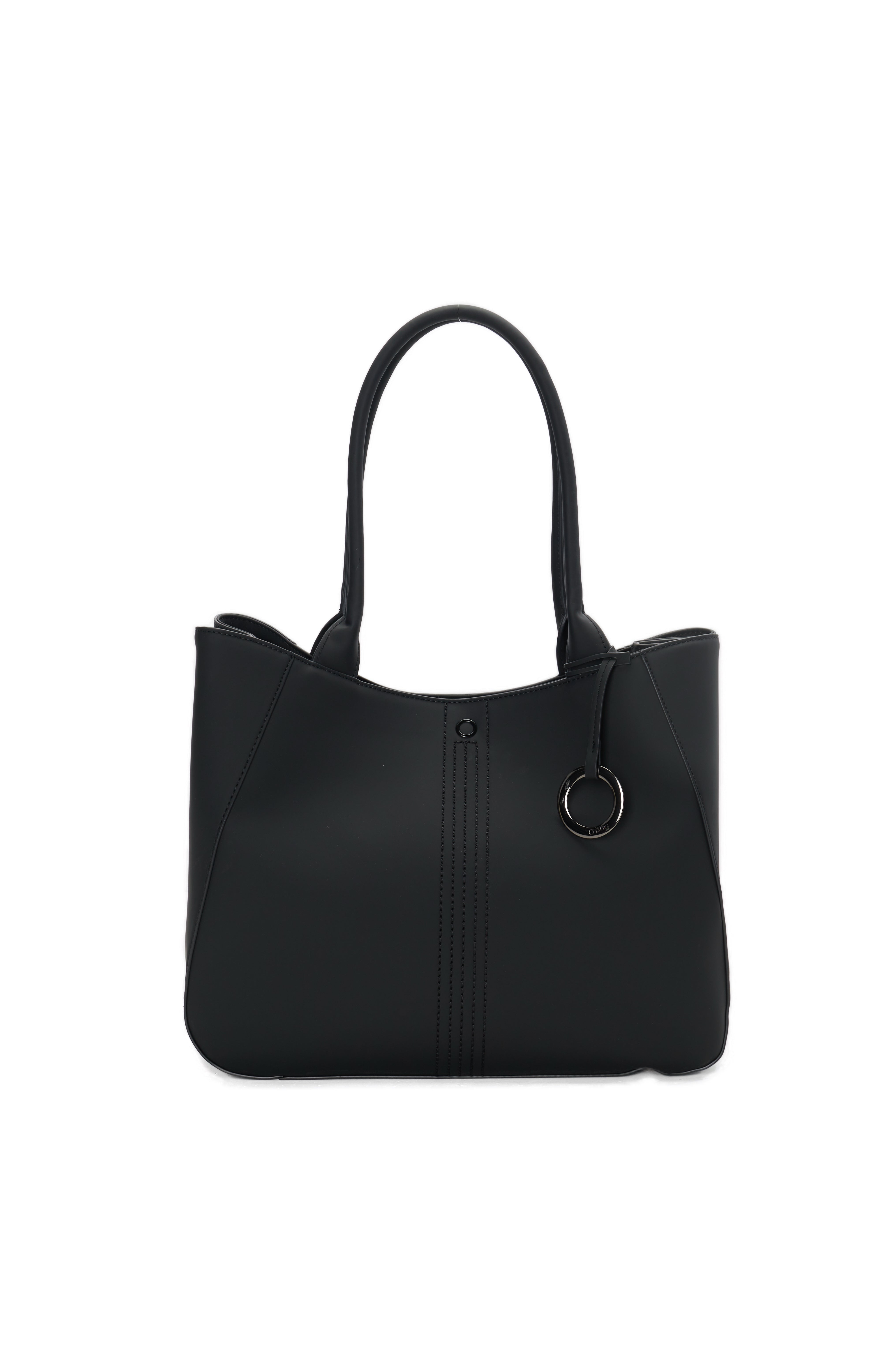 Sac Shopper Complet Avec Fermeture Éclair O Bag Courmayer Tissu Gommé Noir