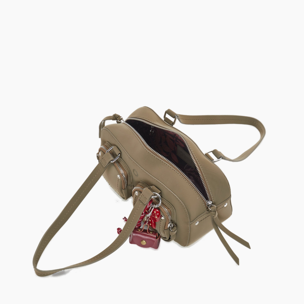 Complete Bag With Zip Closure And Pockets O Bag Bauletto Iris Green Rubberized Fabric
