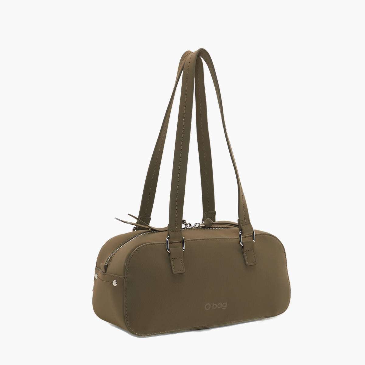 Complete Bag With Zip Closure And Pockets O Bag Bauletto Iris Green Rubberized Fabric