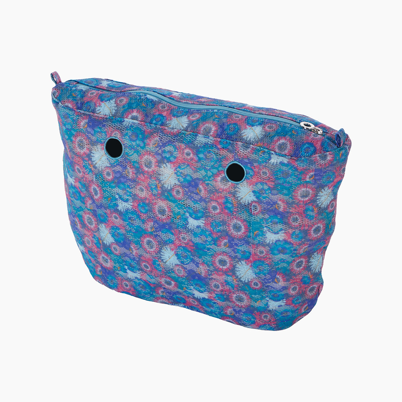 Sacca interna zip O bag tessuto lace bloom light blue