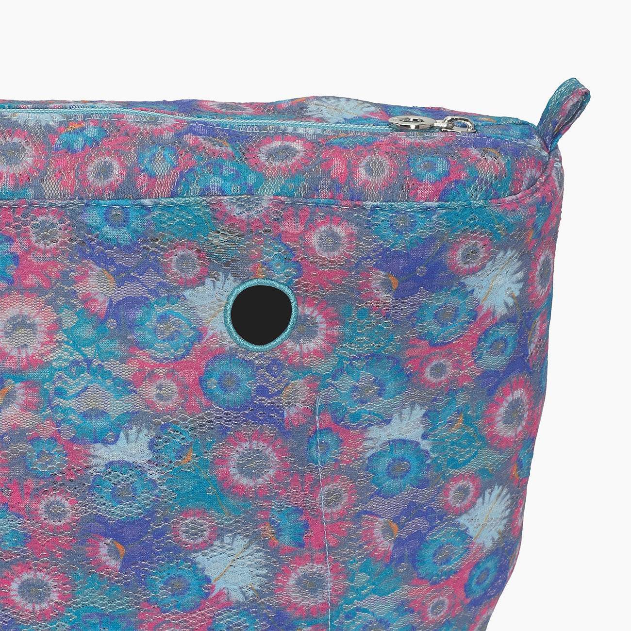 Sacca interna zip O bag tessuto lace bloom light blue