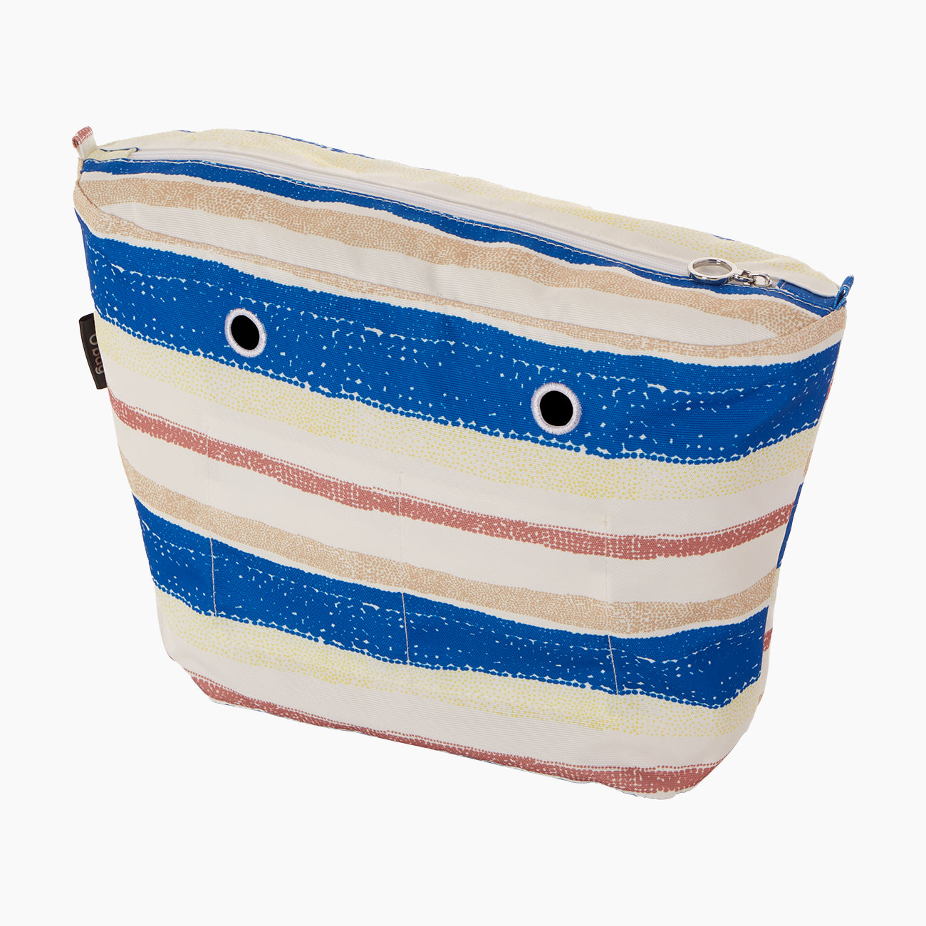 Sacca interna zip O bag tessuto cotone poliestere stampa riga punteggiata fresia/marina/sabbia