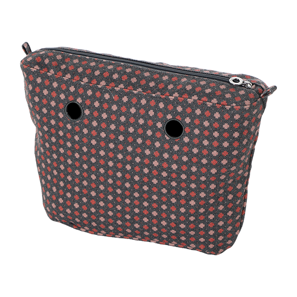 Sac Intérieur Zippé O Bag Tissu Tweed Géométrique Rose Ancien