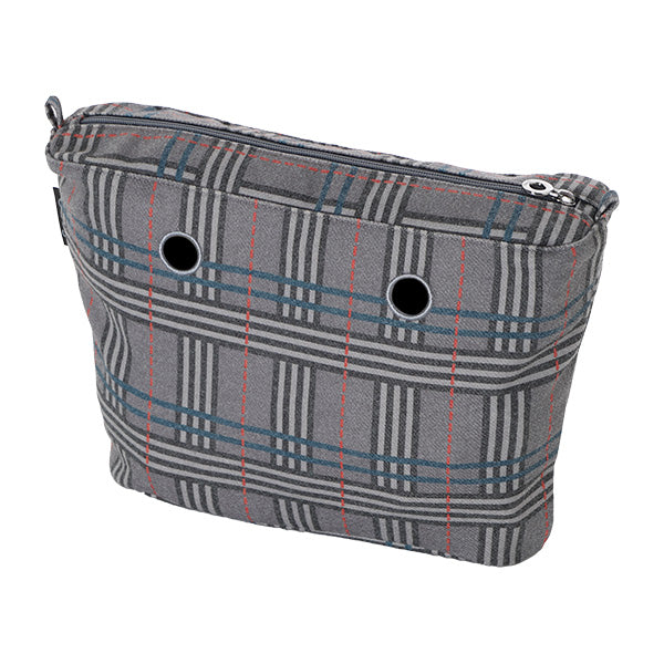 Sac Intérieur Zippé O Bag Tissu Écossais Bleu Lagune Foncé