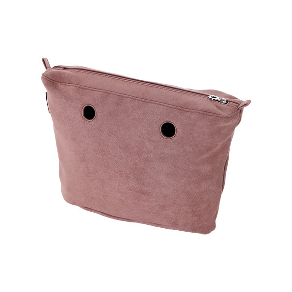 Sac Intérieur Zippé O Bag Mini Tissu Suédine Synthétique Rose Ancien