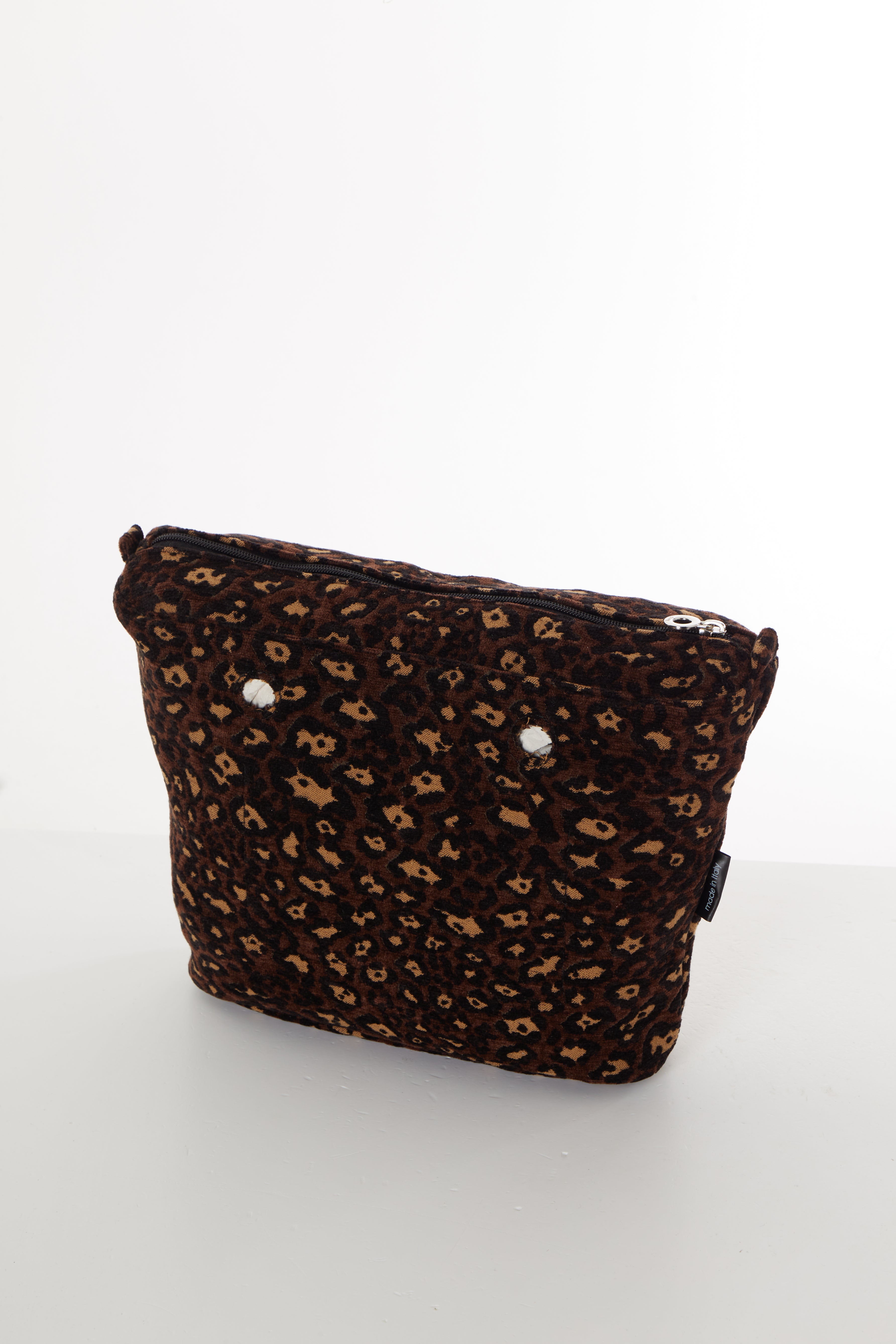 Sac Intérieur Zippé O Bag Mini Tissu Jacquard Léopard Noir