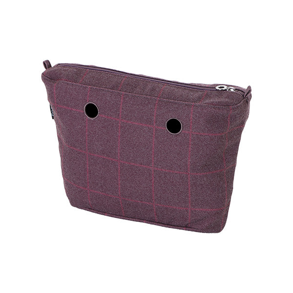 Sac Intérieur Zippé O Bag Mini Tissu À Carreaux Bordeaux