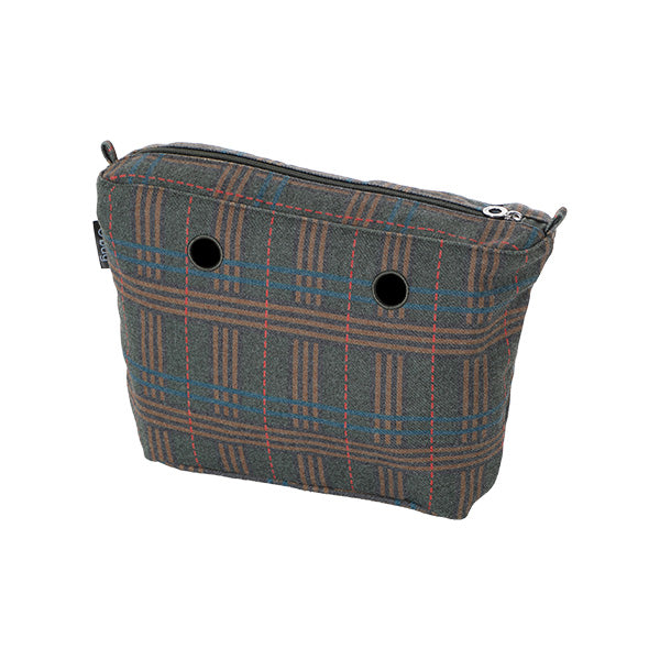Sac Intérieur Zippé O Bag Mini Tissu Écossais Militaire
