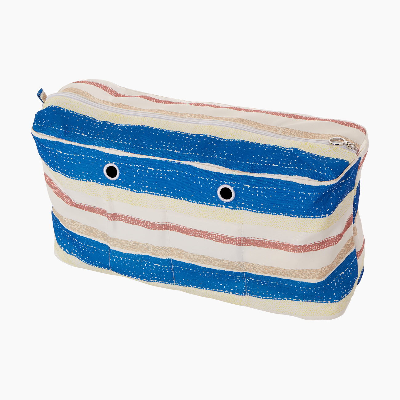 Bolsa Interior Con Cremallera O Bag Beach Tejido Algodón Poliéster Estampado Raya Punteada Fresia/Marino/Arena