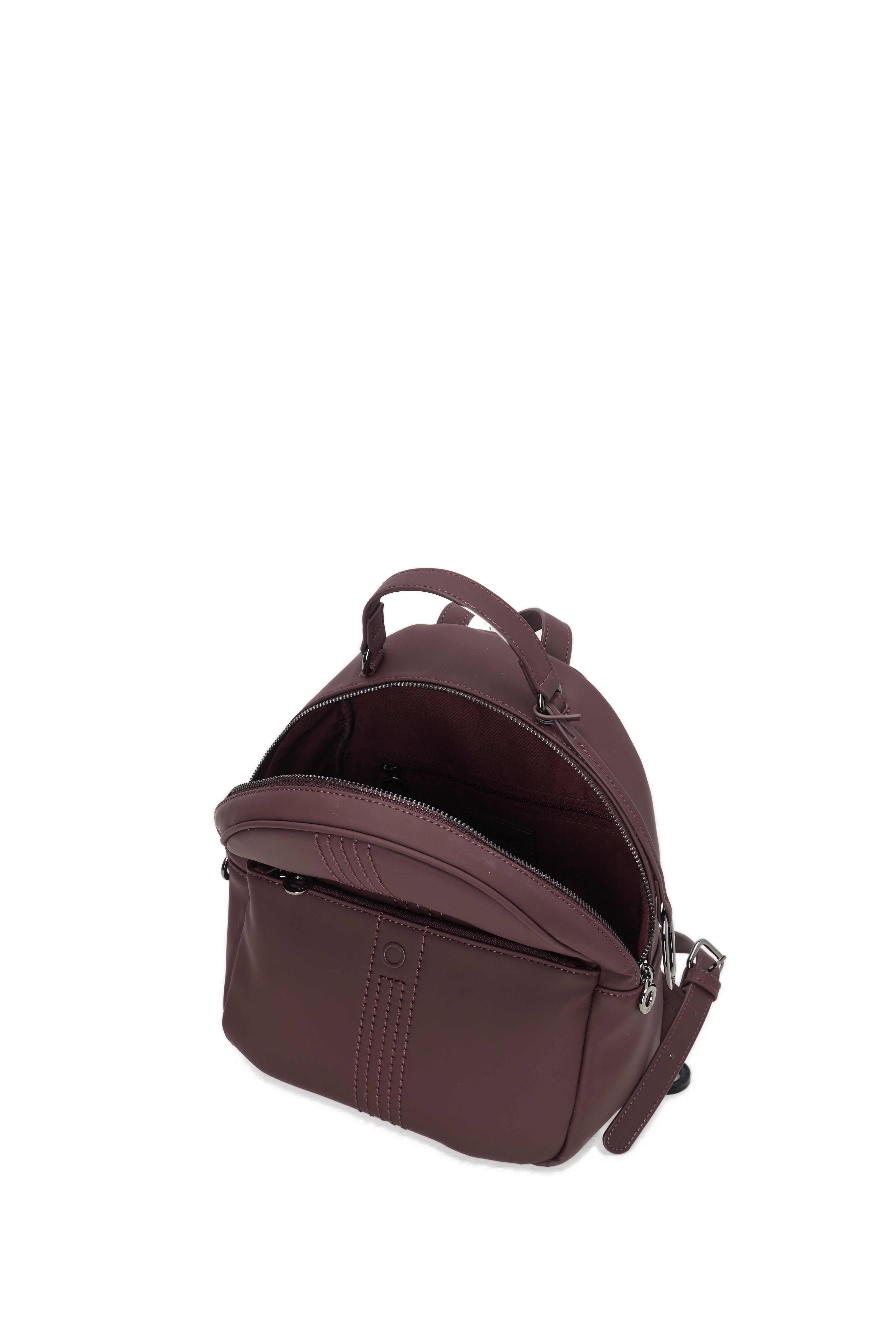 Sac À Dos Complet Avec Fermeture Éclair Et Poche O Bag Thuile Tissu Gommé Bordeaux
