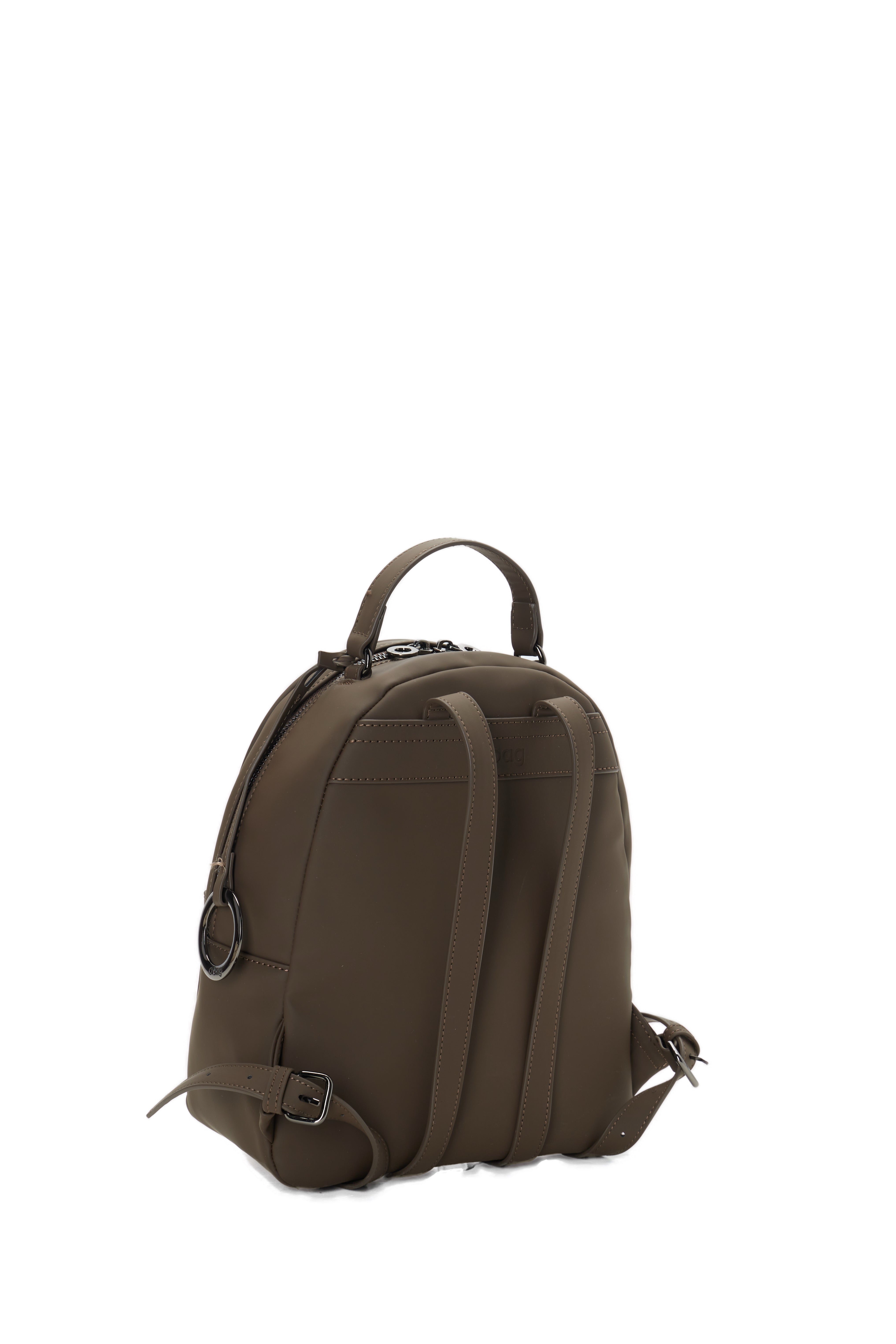 Complete Backpack With Zip Closure And Pocket O Bag Thuile Rubberized Fabric Chocolate