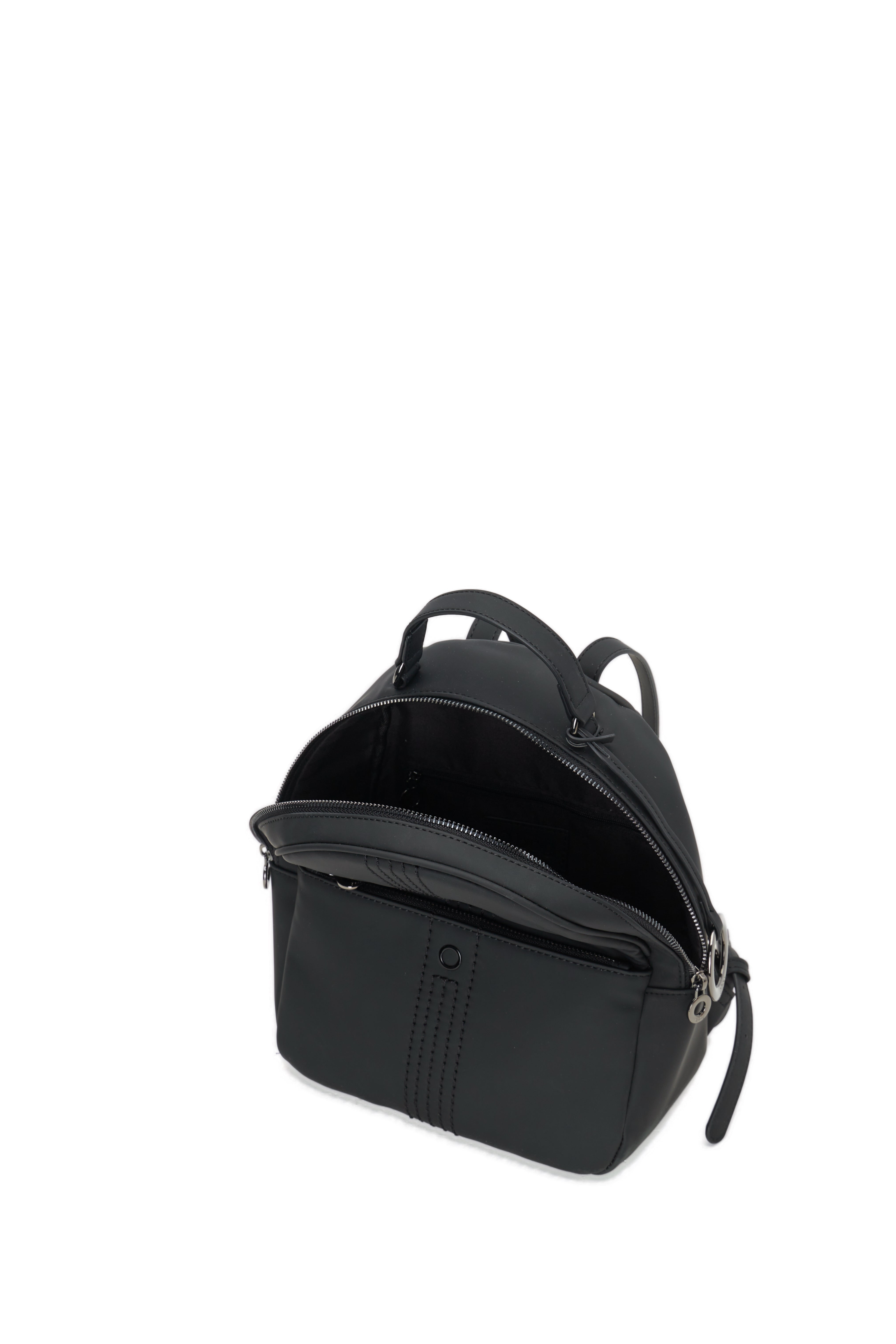 Complete Backpack With Zip Closure And Pocket O Bag Thuile Rubberized Fabric Black