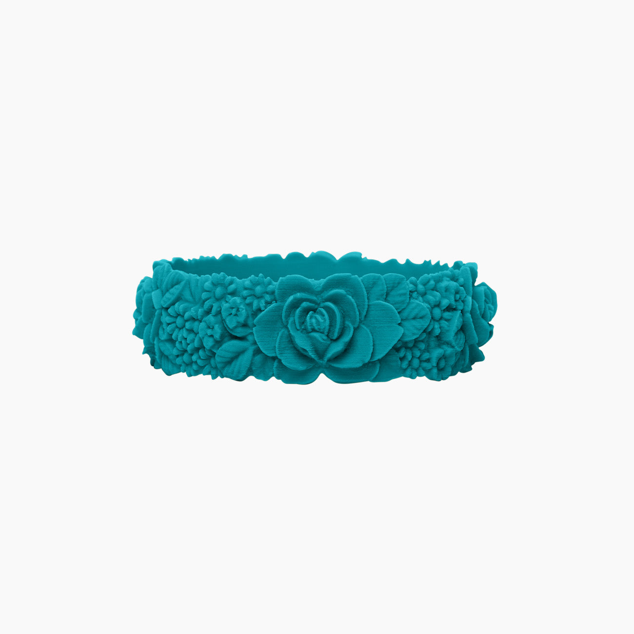 O Bracelet flower big silicone blu acqua