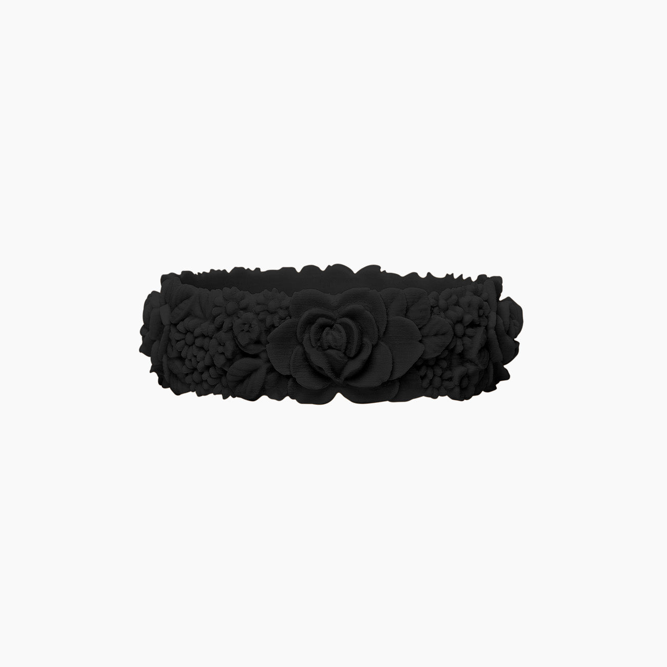 O Bracelet flower big silicone nero