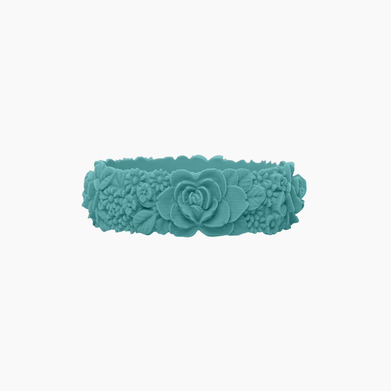 O Bracelet flower big silicone turchese
