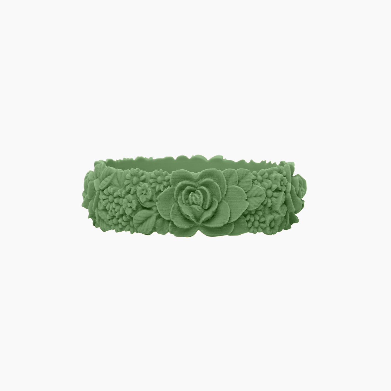 O Bracelet flower big silicone verde