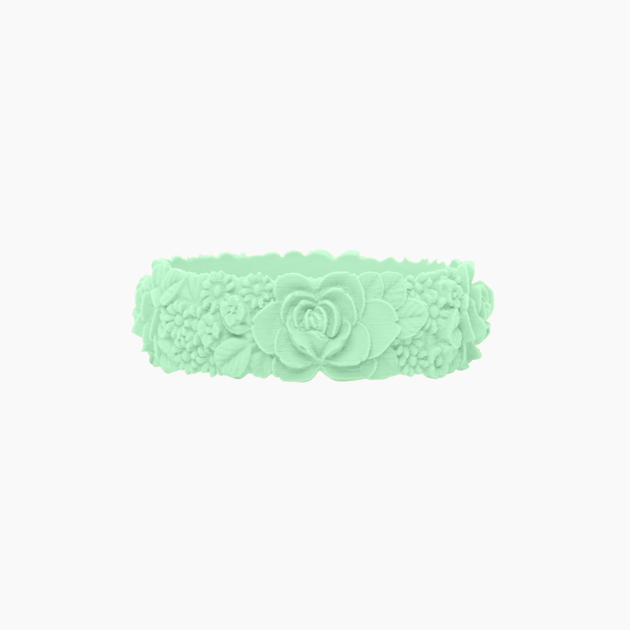 O Bracelet Flower Big Silicone Vert Blanc
