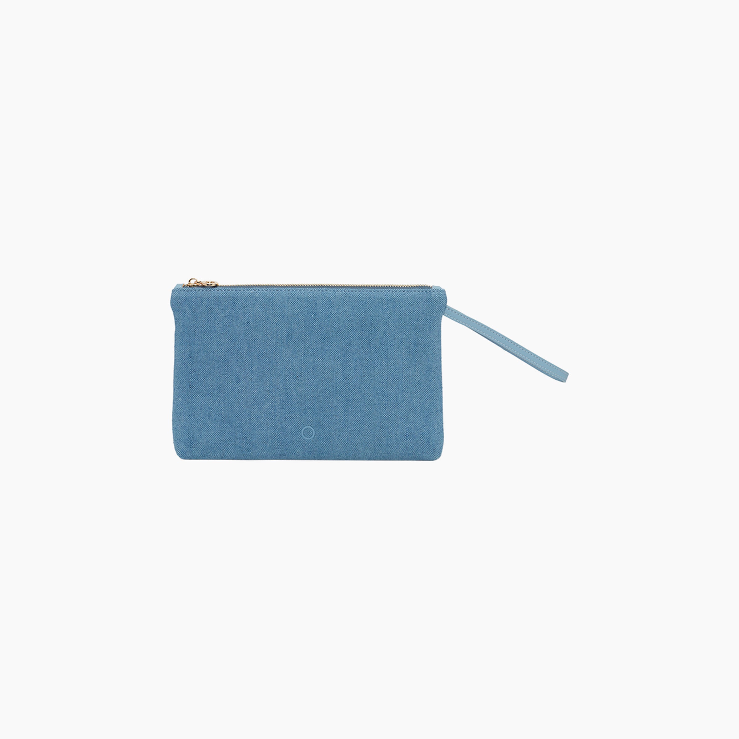Täschchen Mit Reissverschluss Und Kurzem Henkel O Bag Ponza Canvas Drill Hellblau