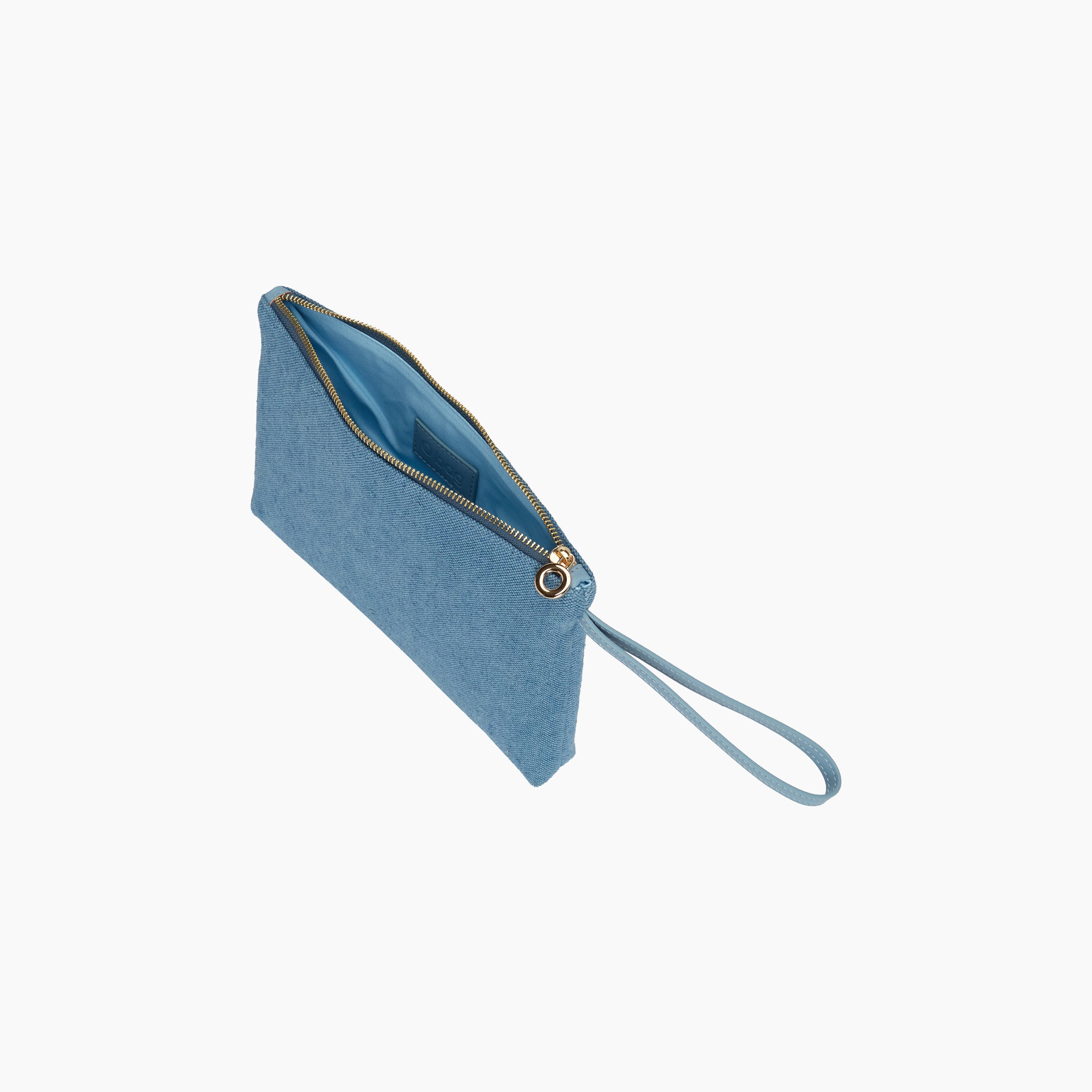 Täschchen Mit Reissverschluss Und Kurzem Henkel O Bag Ponza Canvas Drill Hellblau