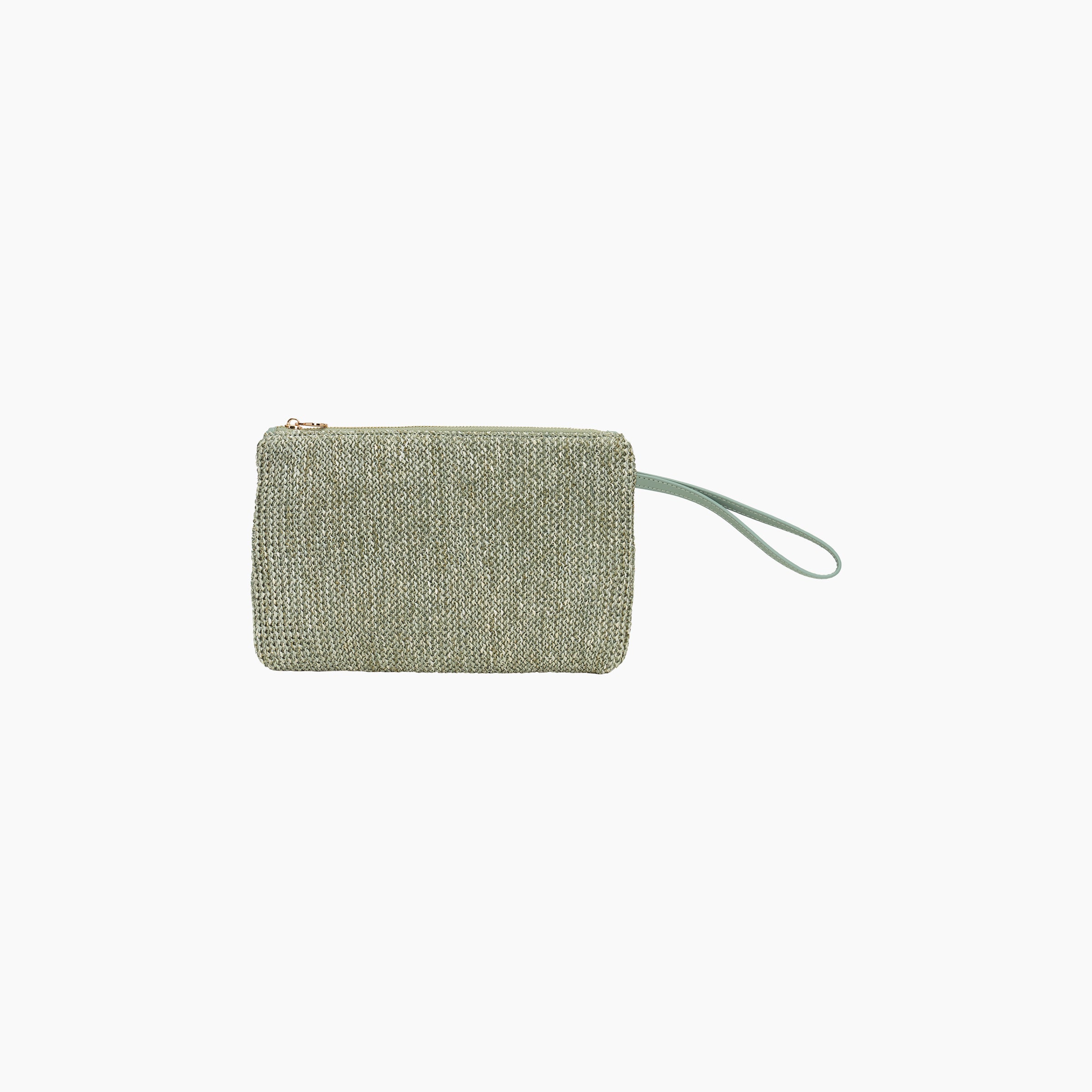 Bolsito Con Cremallera Y Asa Corta O Bag Ponza Tejido Shiny Crochet Matcha