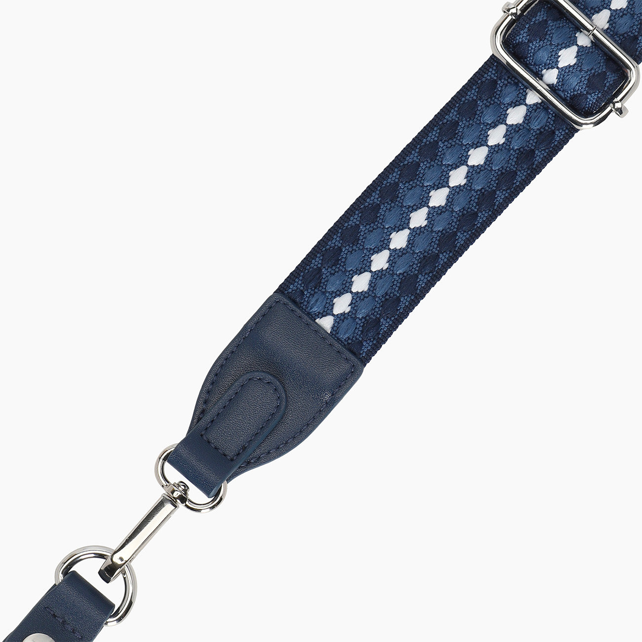 Tracolla regolabile 80/120 + clip ecopelle tessuto jacquard pluriball blu navy