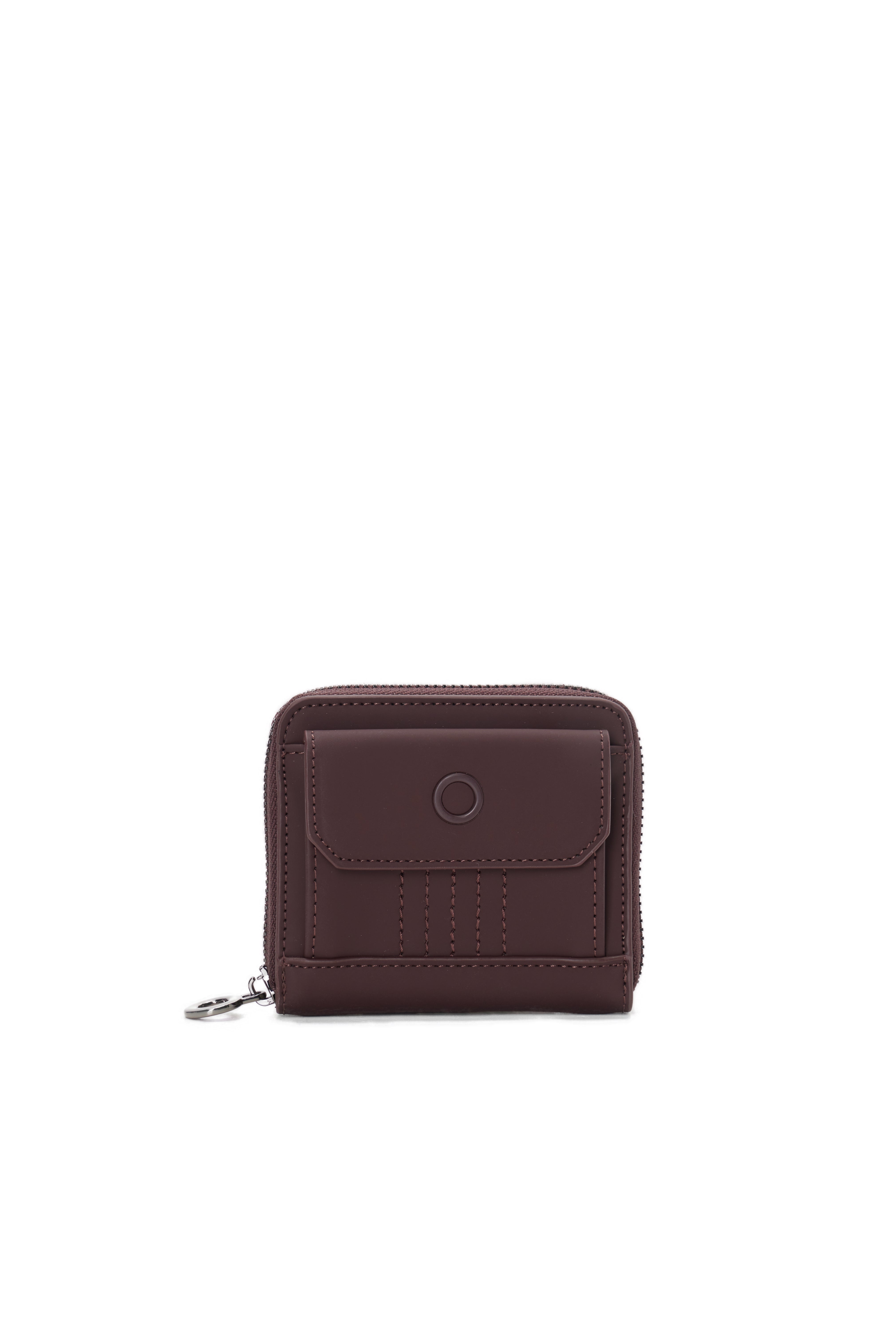 Portefeuille Complet Femme Avec Fermeture Éclair Et Poche O Half Wally Bucaneve Tissu Gommé Bordeaux