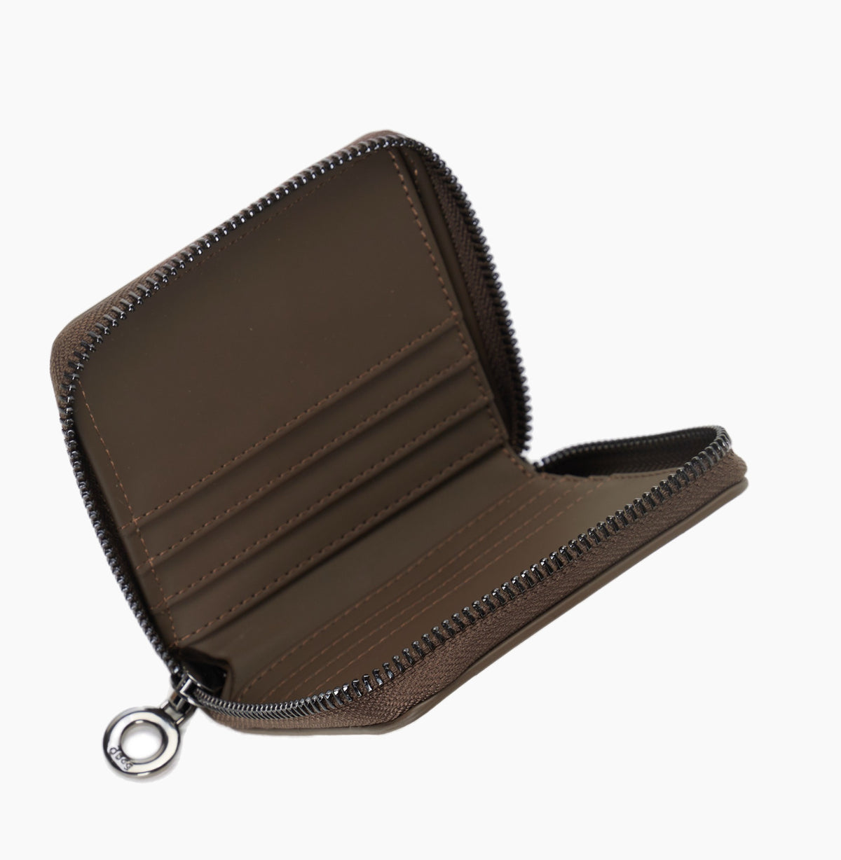 Complete Women'S Zip Wallet With Pocket O Half Wally Bucaneve Rubberized Fabric Chocolate